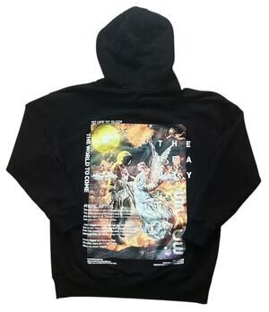 Chinese Black Oversized Graphic "Space The Beauty" Hoodie Men's Medium